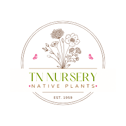 Logo for TN Nursery with a circular design featuring plants and text on a white background