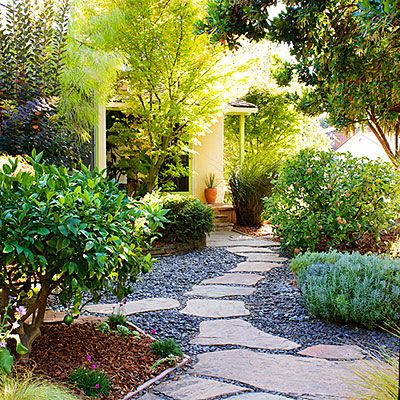 7 Inspiring Lawn-Free Yards | Walkway landscaping, Lawn alternatives, Lawn free yard